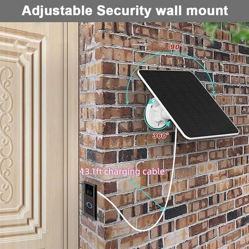 Solar Panel Charger Compatible with Ring Video Doorbell 3/3+/4, Battery Video Doorbell Plus, 13.2ft Waterproof Charging Cable, 360°Adjustable Mount,5W 5V, 7.5 * 6.4" (1) in Saudi Arabia