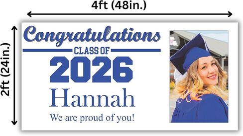 Copy King Class of 2026 Graduation Banner, Custom Photo Personalized - 24" x 48" in Saudi Arabia