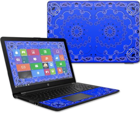 MightySkins Skin Compatible with HP 15t Laptop 15.6" (2017) - Blue Bandana | Protective, Durable, and Unique Vinyl Decal wrap Cover | Easy to Apply, Remove, and Change Styles | Made in The USA in Kuwait