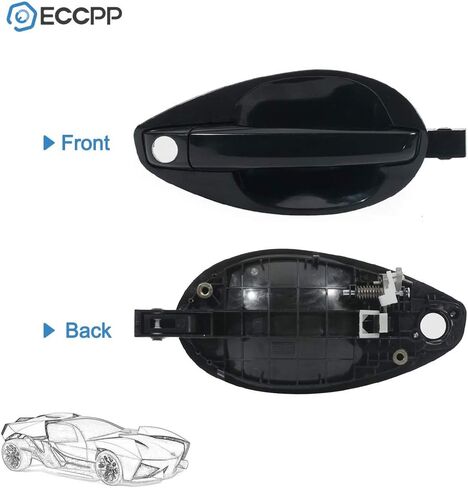 ECCPP مقبض الباب الخارجي استبدال خارجي لـ 2003-2008 لشركة Hyundai لـ Tiburon للراكب الأمامي الجانب الأيمن أسود 82660-2C000 in Kuwait