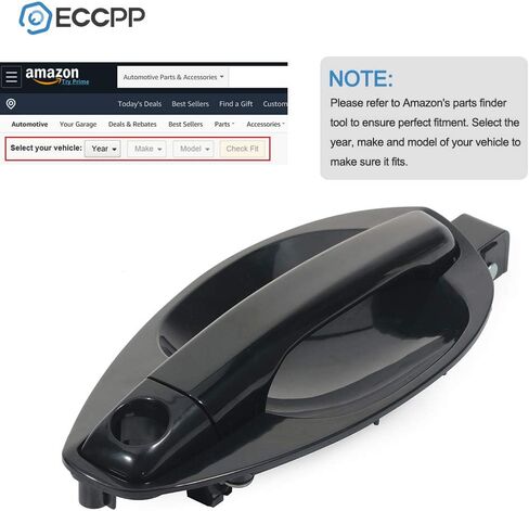 ECCPP مقبض الباب الخارجي استبدال خارجي لـ 2003-2008 لشركة Hyundai لـ Tiburon للراكب الأمامي الجانب الأيمن أسود 82660-2C000 in Kuwait