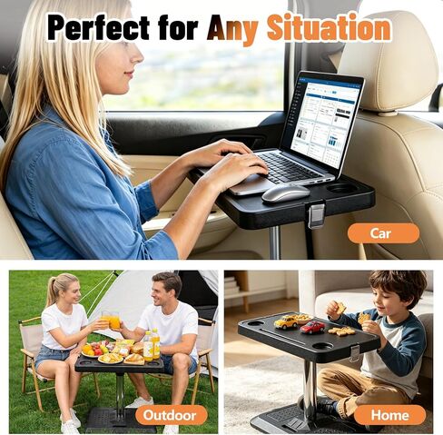 Car Desk for Laptop, Portable Car Table Tray for Front/Rear Passenger Seat, Height Adjustable Laptop Desk for Travel, Work & Eating in Saudi Arabia