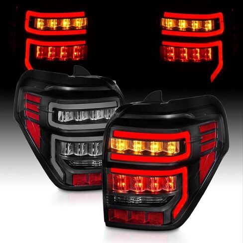 AmeriLite for 2014-2023 Toyota 4Runner Black Smoke [Sequential LED Signal] Tail Lights Assembly Rear Brake Lamps Pair - Passenger and Driver Side in Kuwait