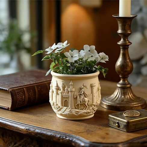 Castle Knight Planter Resin Molds, 3D Silicone House Mold Epoxy Resin Casting for Candy Container, Jewelry Storage Box, Candle Vessel, Flowerpot Cement Crafts & Vintage European Home Garden Decor in Saudi Arabia