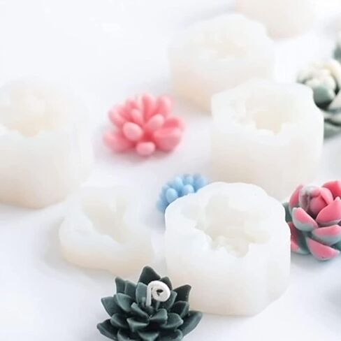 9Pcs Succulent Silicone Mold Safe Cactus Resin Mold Silicone Candle 3D Succulent Resin Epoxy Casting Candle for DIY Decoration in Saudi Arabia