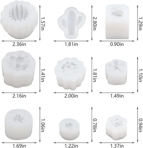 9Pcs Succulent Silicone Mold Safe Cactus Resin Mold Silicone Candle 3D Succulent Resin Epoxy Casting Candle for DIY Decoration in Saudi Arabia