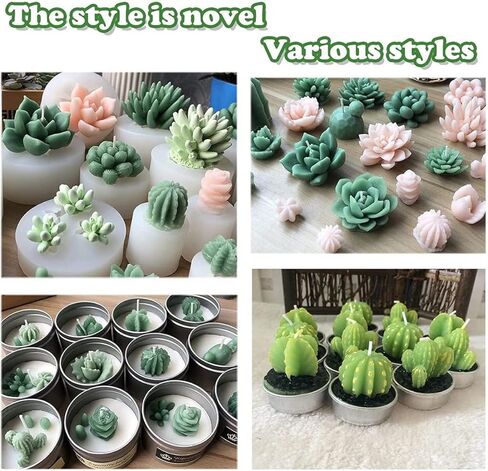 9Pcs Succulent Silicone Mold Safe Cactus Resin Mold Silicone Candle 3D Succulent Resin Epoxy Casting Candle for DIY Decoration in Saudi Arabia