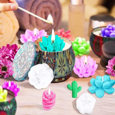 9Pcs Succulent Silicone Mold Safe Cactus Resin Mold Silicone Candle 3D Succulent Resin Epoxy Casting Candle for DIY Decoration in Saudi Arabia
