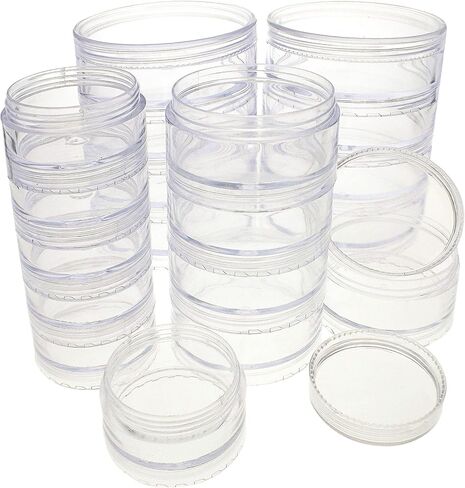 The Beadsmith – Stack Jar 4-Piece Assortment – 2 x 4 Stack, 1 x 5 Stack, 1 x 6 Stack, Pill containers, Empty Pot Jars, refillable Cosmetic containers, Small Plastic Organizers in Kuwait