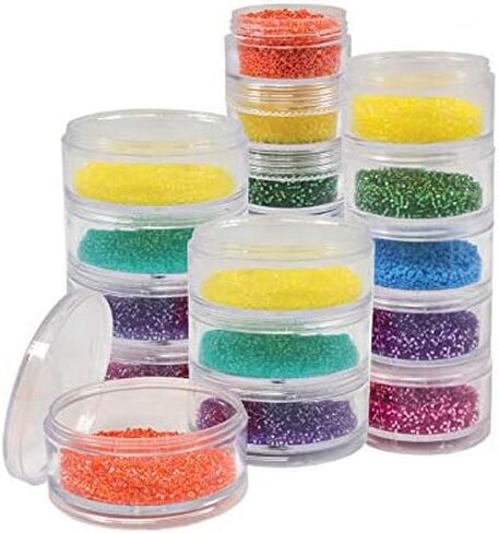 The Beadsmith – Stack Jar 4-Piece Assortment – 2 x 4 Stack, 1 x 5 Stack, 1 x 6 Stack, Pill containers, Empty Pot Jars, refillable Cosmetic containers, Small Plastic Organizers in Kuwait