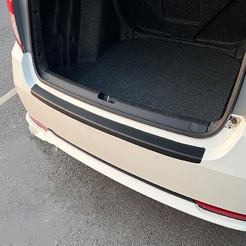 Rear Bumper Guard Protector for Audi Q7 4M 2018-2022 2023, Carbon Fiber Leather Anti-Scratch Strip Door Trunk Door Sill Cover Scuff Plate Strip,L in Saudi Arabia