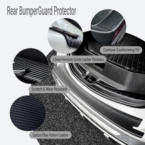 Rear Bumper Guard Protector for Audi Q7 4M 2018-2022 2023, Carbon Fiber Leather Anti-Scratch Strip Door Trunk Door Sill Cover Scuff Plate Strip,L in Saudi Arabia