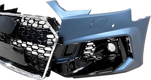 RS4 Style Front Bumper Conversion Kit Compatible with 2017-2019 Audi A4 | Primed Polypropylene | Complete Set with Grille & Emblems in Kuwait