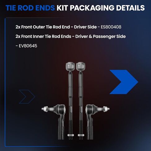 4-PC Tie Rod Ends Kits Compatible with Dodge Caliber 2007-2012,2xOuter-ES800408， 2xInner-EV80645， in Kuwait