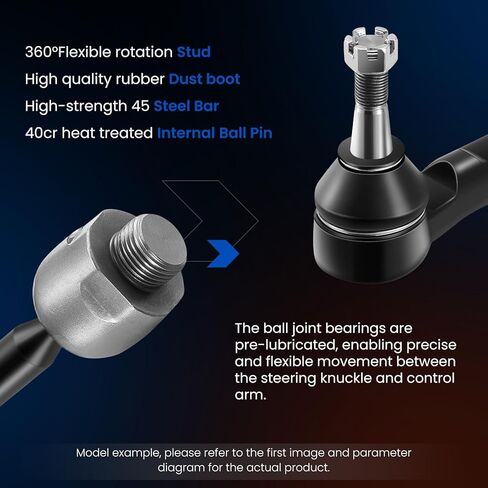 4-PC Tie Rod Ends Kits Compatible with Dodge Caliber 2007-2012,2xOuter-ES800408， 2xInner-EV80645， in Kuwait