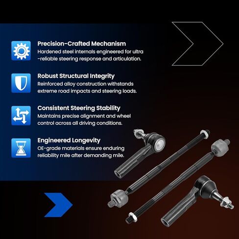 4-PC Tie Rod Ends Kits Compatible with Dodge Caliber 2007-2012,2xOuter-ES800408， 2xInner-EV80645， in Kuwait