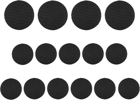 ButtonMode Tuxedo Suit Buttons 15pc Formalwear Set for Jacket and Pants, Satin Front, Metal Loop Back, American Handmade, Has 4pcs x 19mm/30L/0.75 inch & 12pcs x 15mm/24L/0.60 inch, Black Satin Smooth in Saudi Arabia
