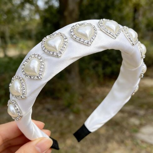 Heart Shaped Pearl Rhinestone Buttons Flatback Embellishments 10 Pieces for Garment Jewelry Craft DIY Decoration 0.98X0.78In in Kuwait