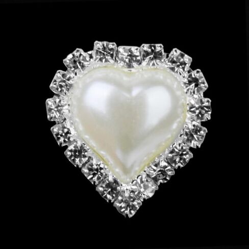 Heart Shaped Pearl Rhinestone Buttons Flatback Embellishments 10 Pieces for Garment Jewelry Craft DIY Decoration 0.98X0.78In in Kuwait