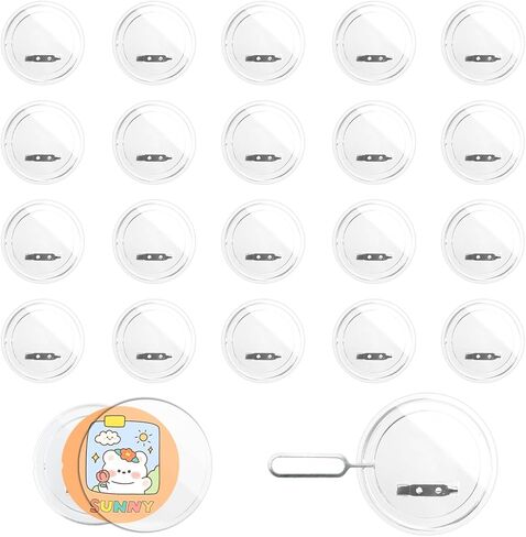 12 Pcs 3 Inch Clear Button Pins Acrylic Blank Badge, Bulk Clear Pins for Crafts for Picture, Make Your Own Buttons Badge Maker DIY Crafts Supplies in Saudi Arabia