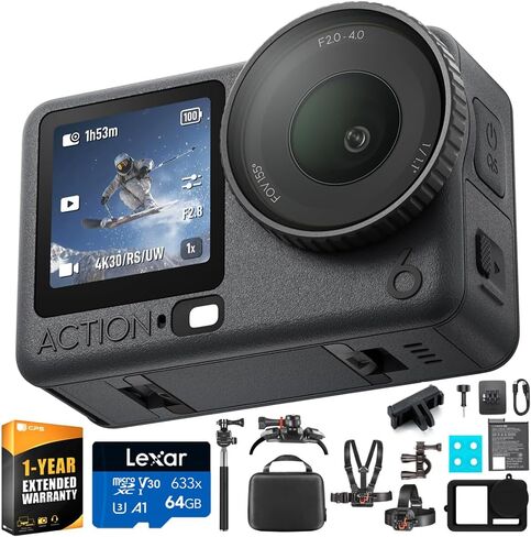 DJI Osmo Action 5 Pro Adventure Combo, 4-Hour Battery, 4K Video Bundle with Outdoor Action Kit, 64GB microSDXC Card, Silicone Protective Case & 1 YR CPS Enhanced Protection Pack in Saudi Arabia