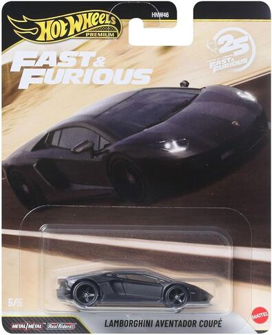 Hot Wheels Premium، مستوحاة من سلسلة Fast & Furious، لامبورغيني أفينتادور كوبيه، سيارة بمقياس 1:64 مصنوعة من معدن مصبوب لهواة الجمع، JHW77 in Kuwait