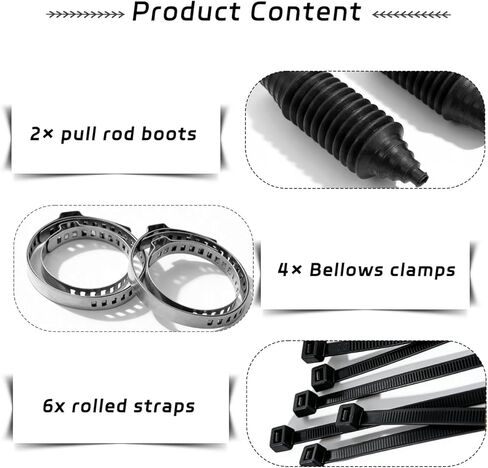 Rack and Pinion Boot Inner Tie Rod Boot Replaces OE 103-3070 Car Steering Rack Boot Kit Includes Cable Ties and Clamps Inner Tie Rod Boot Accessories in Kuwait