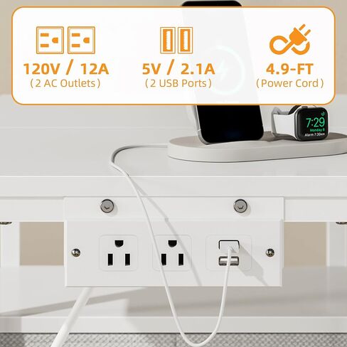 YAOHUOO Printer Stand with Power Outlet/Fabric Drawers, Printer Cabinet with Storage Shelf and Rolling Shredder Stand, Printer Table for Home Office, 22.8"×15" White in Saudi Arabia