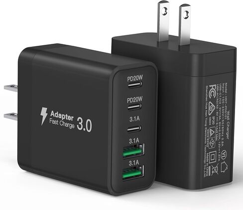 USB C Charger Block, [2-Pack] 50W 5 Port USB C Charger Fast Charging Blocks Cube Brick, USB C Power Adapter 3 USB-C 2 USB A Wall Plug Charger for iPhone 15 14 13 12 Pro Max SE XS XR, iPad in Saudi Arabia