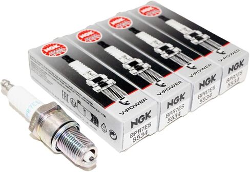 NGK 5534 V-Power Spark Plugs BPR7ES Compatible with Select Alfa Romeo, Audi, Fiat, Lotus, Peugeot, and Porsche Vehicles 1962–1994 (4 Pack) in Kuwait