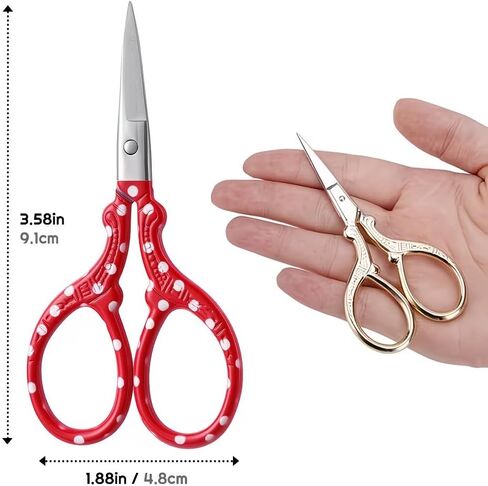 3-Pack Embroidery Scissors Set - Stainless Steel Stork Scissors with Sharp Blades | Vintage Craft Scissors for Sewing, Cross Embroidery, Embroidery, and Fabric Cutting (Rose Gold/Red/Green) in Kuwait