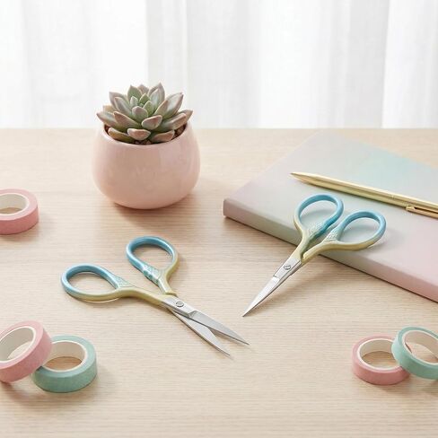 2 PCS Eyebrow Scissors for Women with Leather Sheaths, 3.6inch Stainless Steel Small Precision Scissorss Professional Grooming Mini Scissors Set for Nose Eyebrow Beard Trimming Personal Care, Sewing in Kuwait