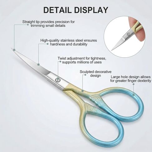 2 PCS Eyebrow Scissors for Women with Leather Sheaths, 3.6inch Stainless Steel Small Precision Scissorss Professional Grooming Mini Scissors Set for Nose Eyebrow Beard Trimming Personal Care, Sewing in Kuwait