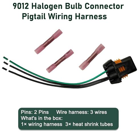 3 أسلاك 9012 لمبة هالوجين موصل أسلاك ضفيرة، متوافقة مع فيات 500 2012-2017 16GA 16AWG مع 3 أنابيب انكماش حراري in Kuwait