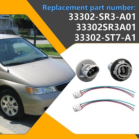 قطعتان من مقبس ضوء إشارة الانعطاف الأمامي، يناسب Honda Accord Civic CR-V Odyssey Pilot Element Crosstour Acura CL RDX TL RL استبدال OE 33302-SR3-A01 33302SR3A01 موصل إشارة الانعطاف in Kuwait