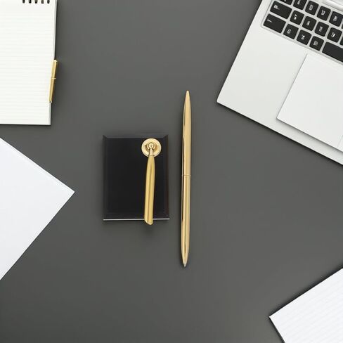 Abaodam قلم التوقيع الأسود الاكريليك مستطيلة قاعدة قلم حبر جاف معدني مكتب الاستقبال مكافحة القلم الزفاف ضيف توقيع الأحداث التجارية in Kuwait