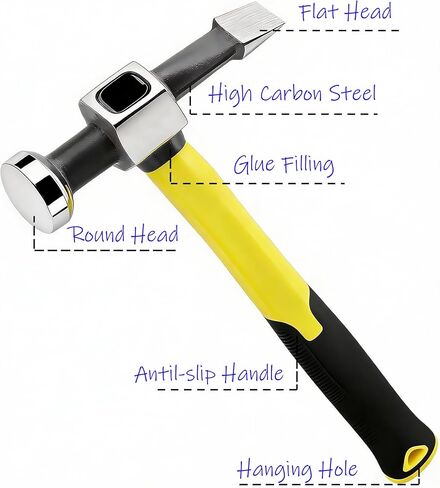 Auto Body Hammer,Flat and Round Head,Polished,Reinforce,Anti-Rust,Plastic Handle. in Saudi Arabia