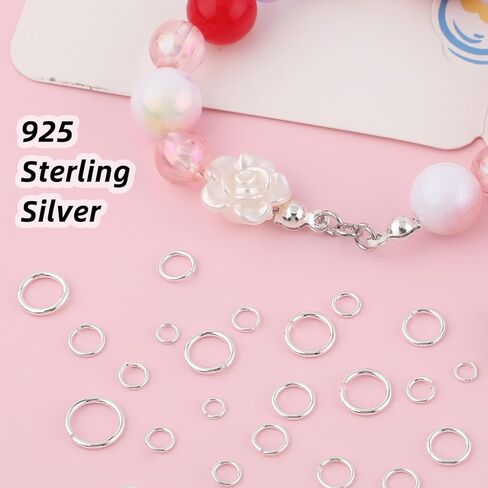 180PCS 925 Sterling Silver Open Jump Rings,3/4/5/6/7/8mm Jewelry Connector Rings for Bracelets Necklaces Earrings DIY Craft Making Supplies in Saudi Arabia