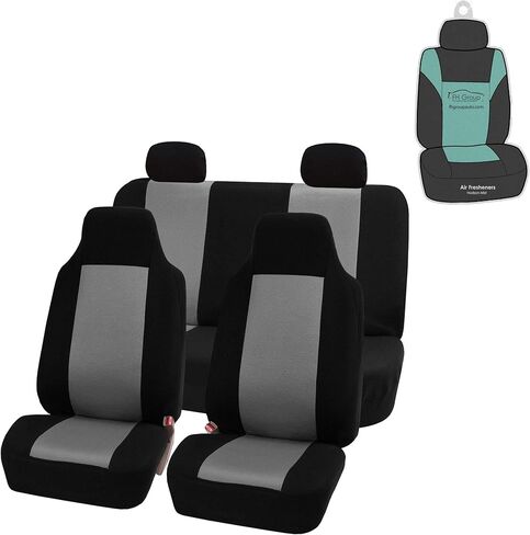 FH Group Full Set Car Seat Covers Classic Cloth Universal Fit Gray Seat Covers,Washable High Back Combo Small Car Seat Cover Design Front Seat Covers Seat Cover for SUV, Sedan, Van, Car Accessories in Kuwait