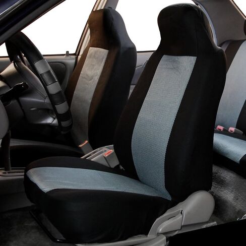 FH Group Full Set Car Seat Covers Classic Cloth Universal Fit Gray Seat Covers,Washable High Back Combo Small Car Seat Cover Design Front Seat Covers Seat Cover for SUV, Sedan, Van, Car Accessories in Kuwait