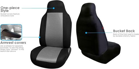 FH Group Full Set Car Seat Covers Classic Cloth Universal Fit Gray Seat Covers,Washable High Back Combo Small Car Seat Cover Design Front Seat Covers Seat Cover for SUV, Sedan, Van, Car Accessories in Kuwait
