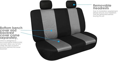 FH Group Full Set Car Seat Covers Classic Cloth Universal Fit Gray Seat Covers,Washable High Back Combo Small Car Seat Cover Design Front Seat Covers Seat Cover for SUV, Sedan, Van, Car Accessories in Kuwait