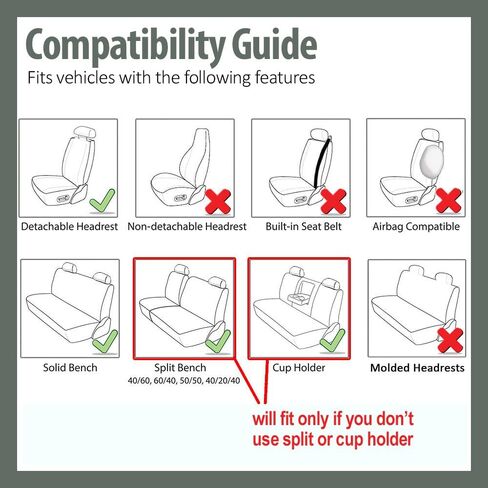 FH Group Full Set Car Seat Covers Classic Cloth Universal Fit Gray Seat Covers,Washable High Back Combo Small Car Seat Cover Design Front Seat Covers Seat Cover for SUV, Sedan, Van, Car Accessories in Kuwait