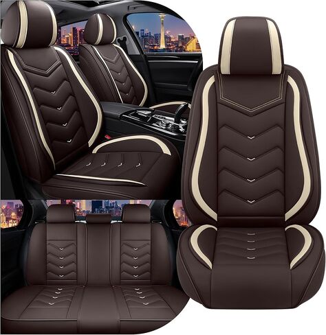 أغطية مقاعد السيارة CTDS لسيارة VW Atlas 2018-2026، غطاء مقعد رياضي أنيق، غطاء مقعد السيارة من جلد نابا الفاخر. مجموعات أغطية مقاعد السيارات. (مقعدان قياسيان / أسود) in Kuwait
