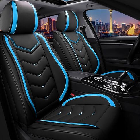 أغطية مقاعد السيارة CTDS لسيارة VW Atlas 2018-2026، غطاء مقعد رياضي أنيق، غطاء مقعد السيارة من جلد نابا الفاخر. مجموعات أغطية مقاعد السيارات. (مقعدان قياسيان / أسود) in Kuwait