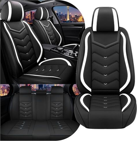 أغطية مقاعد السيارة CTDS لسيارة VW Atlas 2018-2026، غطاء مقعد رياضي أنيق، غطاء مقعد السيارة من جلد نابا الفاخر. مجموعات أغطية مقاعد السيارات. (مقعدان قياسيان / أسود) in Kuwait
