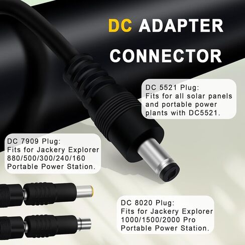 12+14AWG Solar Panel Cable for Jackery, 7FT M-C-4 to DC5521 with DC 8mm/ 5.5x2.5mm/ 3.5x1.35mm Compatible with Jackery,BLUETTI,Anker,GRECELL,Goal Zero Yeti Portable Power Station in Saudi Arabia