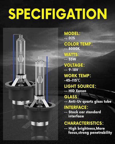 Fit for 2004 2005 2006 2007 2008 2009 RX330 RX350 RX400H 2005 2006 LS430 ES RX 330 Xenon HID Light Replacement, High Low Beam Light Bulb, Pack of 2 (8000K Ice Blue White) in Saudi Arabia