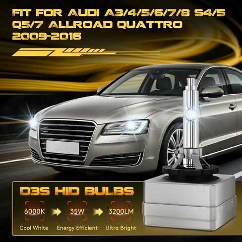 EASY EAGLE D3S HID Xenon Headlight Bulbs Fit for Audi A3 A4 A5 A6 A7 A8 S4 S5 Q5 Q7 Allroad Quattro 2009-2016 6000K Cool White High & Low Beam Replacement Bulb 35W, Pack of 2 in Saudi Arabia