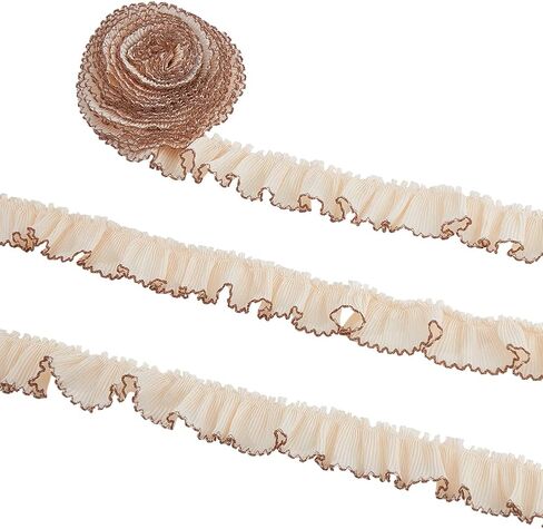 5.47 Yards 1.13 Inch White Red Chiffon Ruffle Trim Gathered Ruffled Edge Lace Trimming Pleated Applique Fabric Ribbon for Sewing Making Crafts Wedding Dresses Clothes Bridal Costumes DIY in Kuwait